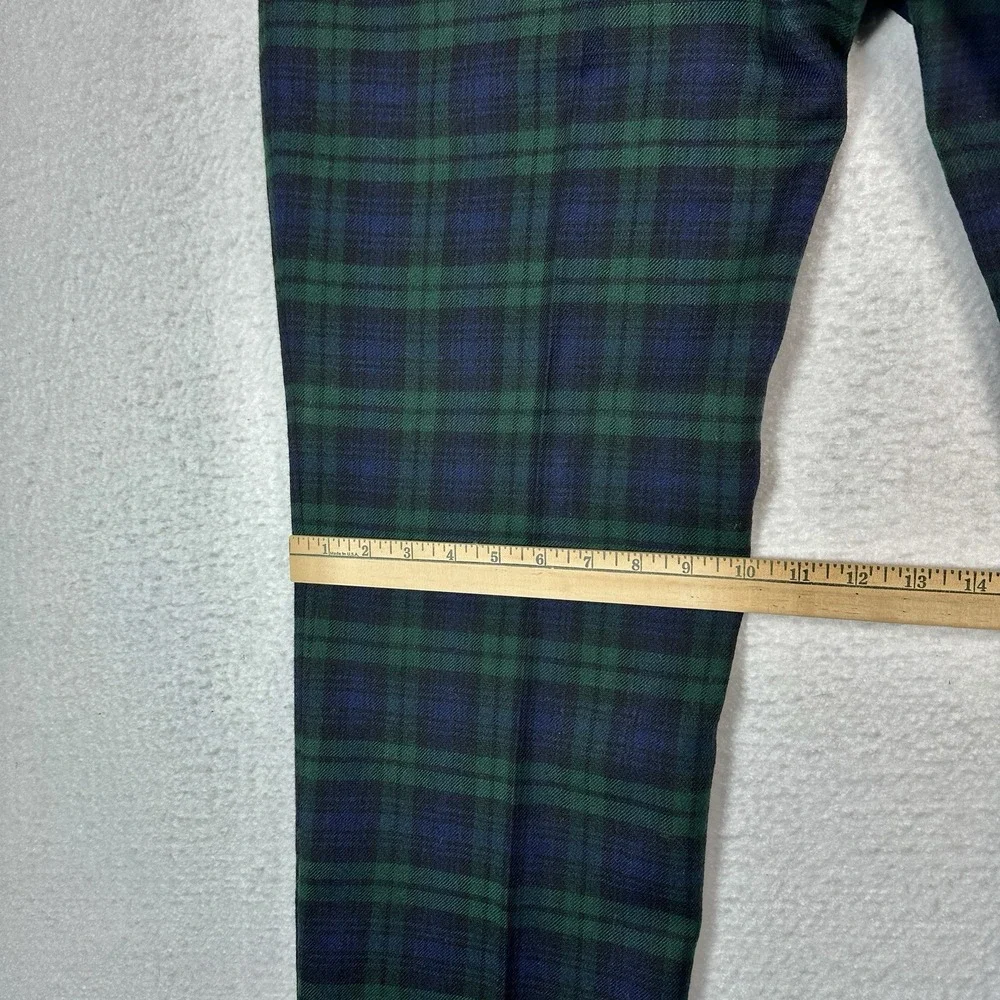 Vtg Jos A Bank Mens 32x28 Green Blue Plaid 100% Wool Dress Pleat Pants USA Made